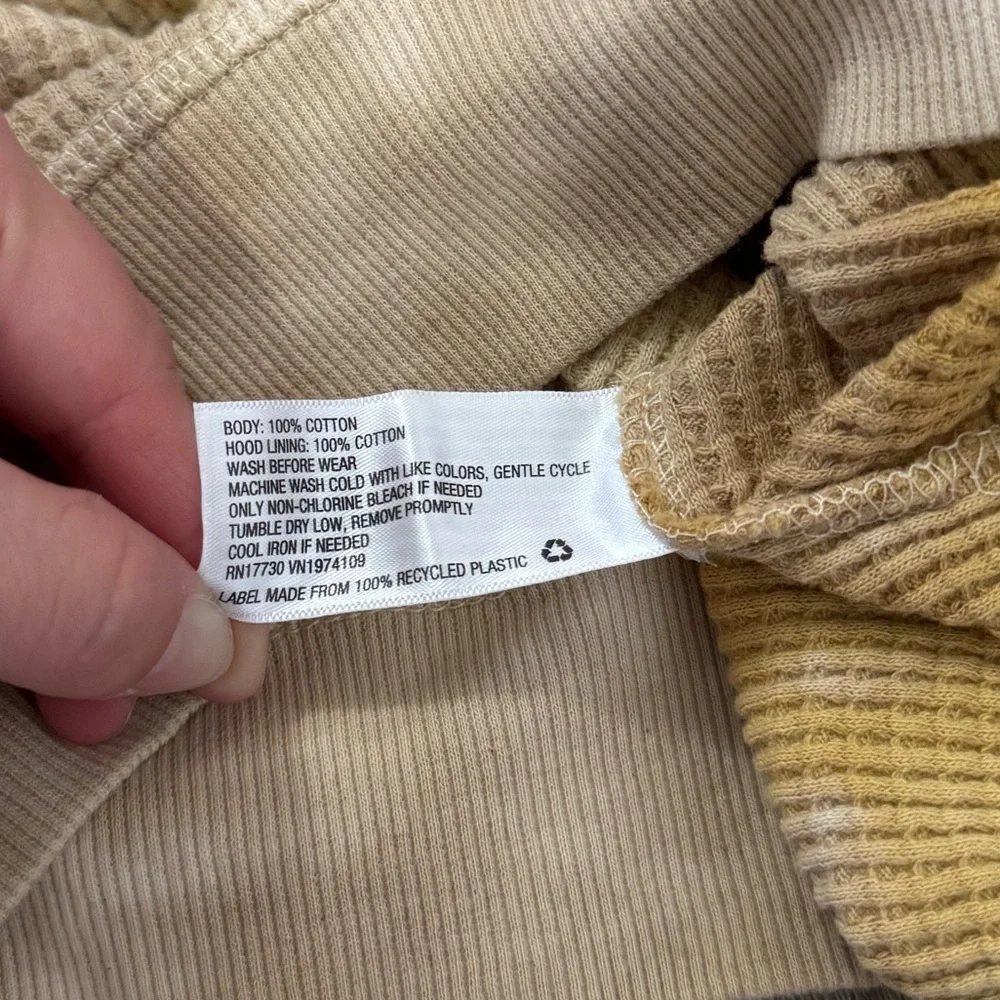 Wild Fable Cropped Tie Dye Hoodie Tan Yellow Boxy Sweatshirt Small - Picture 4 of 4